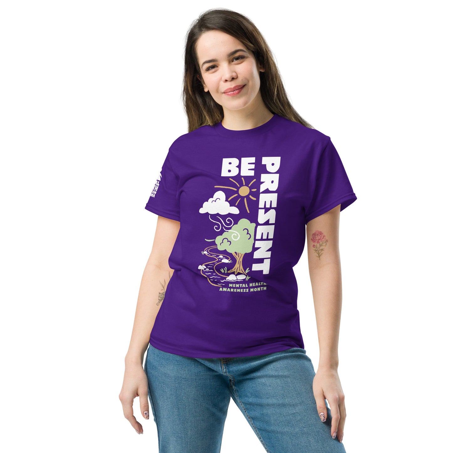 Be Present - Gildan deep purple t-shirt