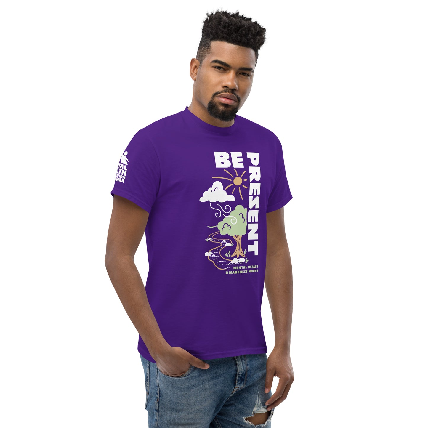 Be Present - Gildan deep purple t-shirt