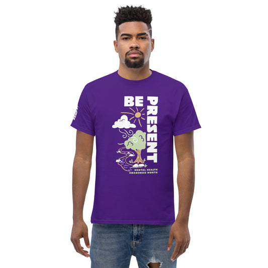 Be Present - Gildan deep purple t-shirt